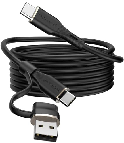 TECHGEAR 2M 2in1 100W USB A/C to USB C Soft SILICONE Charger Cable Fast Charging, Tangle Free, Compatible with MacBook Pro/Air, iPad A16/Air/Pro 2024, iPhone 17 16, Galaxy S25 S24 A17 A26, PS5, Switch