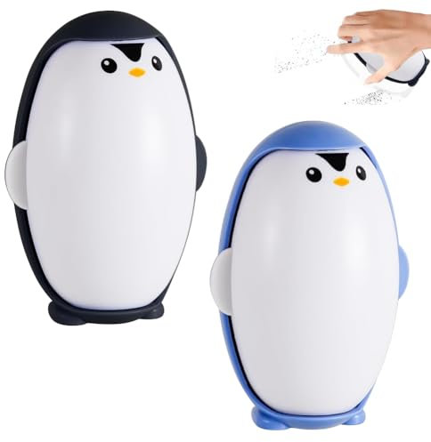 Fusselrolle Wiederverwendbar, 2PCS Pinguin Tierhaarentferner, Tragbar Fusselrolle Tierhaare Wiederverwendbar Waschbarer, klebrige Gel-Fusselroller Ball für Haustier Haar,Kleidung, Reisen(Schwarz,Blau)