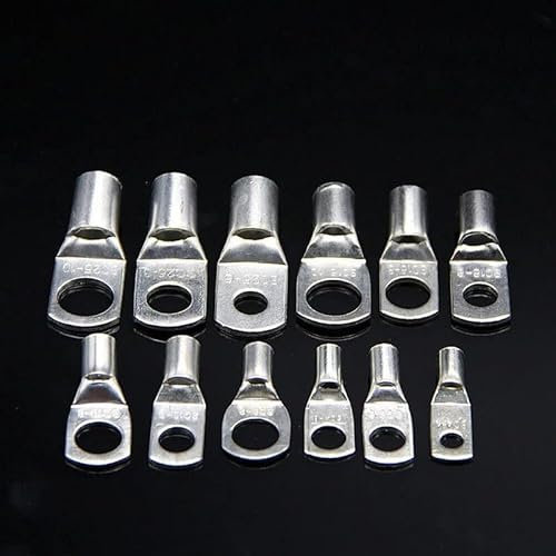 JRBJWYVV 70PCS Ring Terminal Cable Shoes Lugs Tinned Copper Lug Wire eye Connectors Terminals Lugs Wire Copper Kit