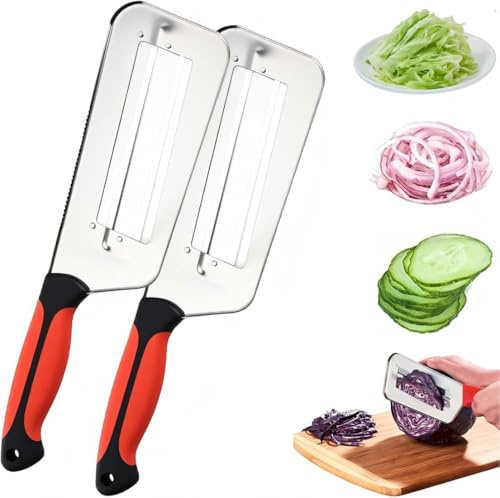 Shredder Messer, 2 Pack Edelstahl Küche Gitter Slicer Dual Blade Cutter, Scharf Kohl Shredder für Küche Gemüse