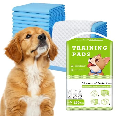 Tapis Absorbant Chien,Welpen Unterlagen,Matten für Hunde ,Wickelunterlage Einweg Auslaufsicheres ,Mit 5 Wasserdichten Schichten, Auslaufsicher FüR Hunde, 33 × 45 cm, 100 Stück