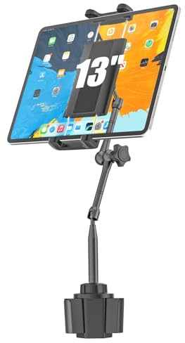 Kolasels Erhöhen Tablet Halterung Auto Getränkehalter, Metall Verstellbarer Arm Getränkehalter iPad Halterung Auto für LKW, KFZ, Becherhalter Auto Tablet Halterung für 4-13 Tablets & Handys