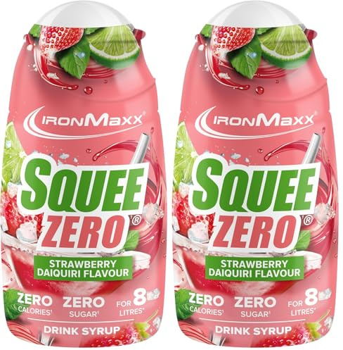 IronMaxx Sirop sans sucre Daiquiri à la fraise 65 ml – Sirop concentré zéro calorie pour boisson aromatisée, sans sucre, idéal pour diluer jusqu’à 8 litres, usage fitness et hydratation quotidienne