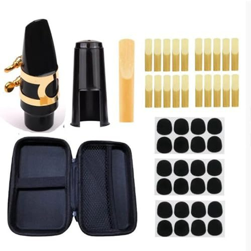 Btuty Metal Saxophone Mouthpiece, Clear Silicone Bite Pad Reeds Set