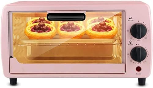 Toaster, Mini-Ofen 9 l, Heißluftfritteuse, Konvektions-Toaster, 0–230 °C, 60-Minuten-Timer, 3 Ablagen, Edelstahlheizung, Zubehörteile, ideal for Wohnwagen und Schlafsäle(Pink)