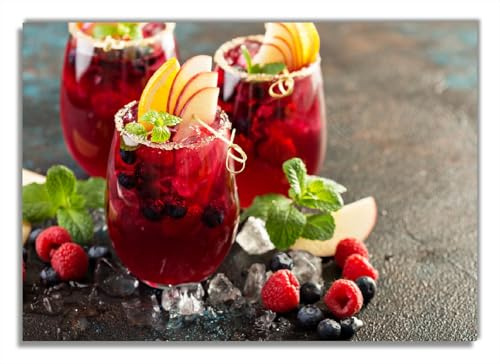 Wallario Glasbild Sommerlicher Wildbeerencocktail - 70 x 100 cm Wandbilder Glas in Premium-Qualität: Brillante Farben, freischwebende Optik