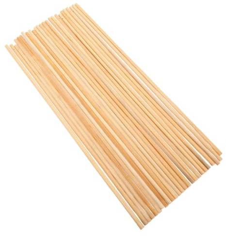 Abaodam 25pcs Khaki Bamboo Doweling Rods for Crafts, Sturdy and Easy Cutting Round Poles with Smooth, Splinterfree Surface and Textures, for Building Structures and Festival Decorations