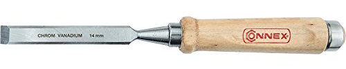Connex COX861014 Stechbeitel mit Ulmer Heft aus Weißbuche und Chrom-Vanadium-Klinge mit Seitenfase, Breite 14 mm