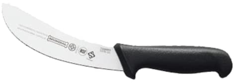 Mundial 6-Inch Skinning Knife, Curved Stainless Steel Blade, Black Polypropylene Handle, NSF Certified – Professional Butcher & Meat Processing Knife