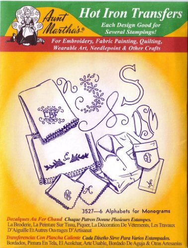 Aunt Martha's 6 Alphabets for Monograms Hot Iron Embroidery Transfer