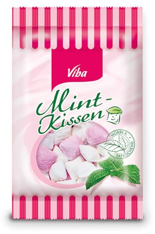 Viba Mint-Kissen 90 g – Extra mürbe Pfefferminzbonbons mit erfrischender Minznote – Klassische Mint Bonbons für unterwegs und zwischendurch