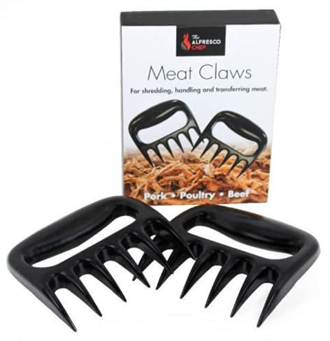 Alfresco Chef Meat Claws Meat Shredder for BBQ - Stainless Steel Bear Claws Pulled Pork Meat Shredder Shredding Forks BBQ Claws - Perfectly Shredded Meat - Pulled Pork Shredder Claw x 2 for Barbecue