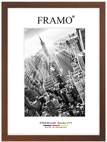 FRAMO Cadre photo en bois 46 x 56 cm sur mesure - Wengé Marron | Couleur/Taille sélectionnable | verre acrylique antireflet | Cadre pour Puzzle | Photos | affiche