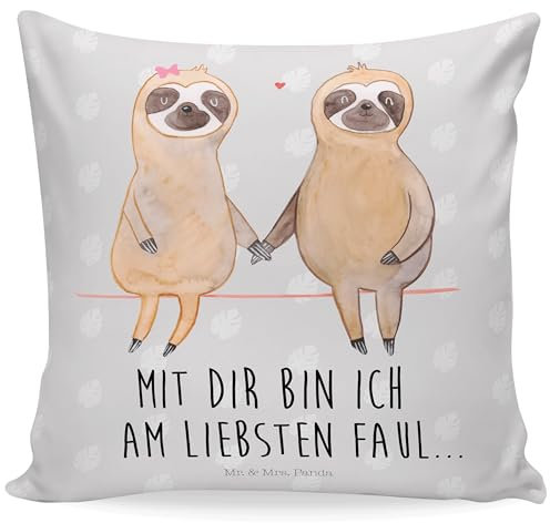 Mr. & Mrs. Panda Dekokissen Faultier Pärchen - Geschenk, Lieblingstier, Dekokissen Sofa, Faultierliebe, Faultier Deko, Sofakissen, Dekokissen 40x40,