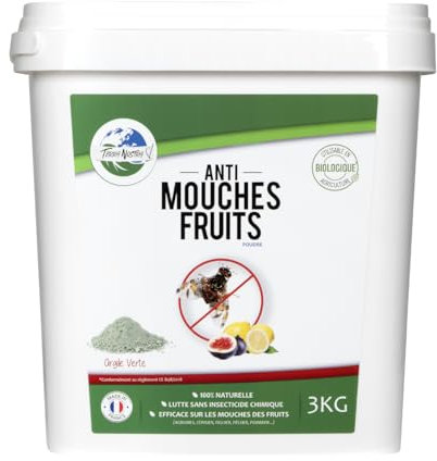 TERRA NOSTRA - Traitement Naturel à L' Argile Verte Mouches Des Fruits - Seau 3kg - 100% Naturelle - Lutte Sans Insecticide Chimique - Fabriqué en France