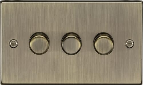 Knightsbridge CS2183AB Square Edge Antique Brass 3G 2 Way Dimmer, Antique Brass