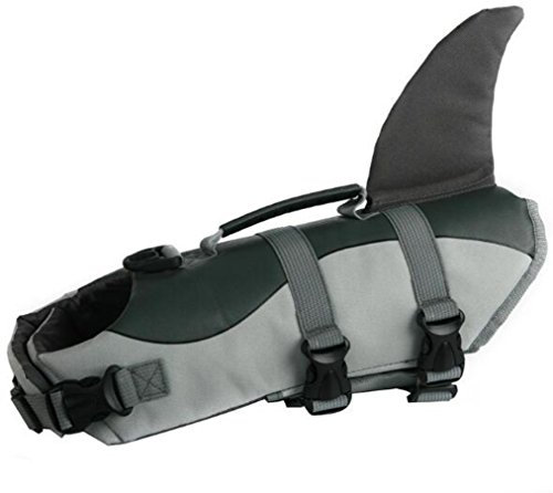 Schwimmweste für Hunde, professionell, für Haustiere, Schwimmtraining mit Hebehilfe, Griff für Cosplay, Größe L, Hai