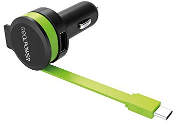 Realpower 257636 Car Charger C - Integrated USB-C Kabel + 1x USB