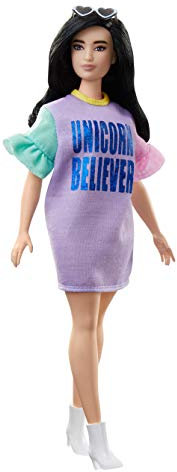 Barbie Fashionistas Puppe im pastellfarbenen Kleid mit Herzchenbrille