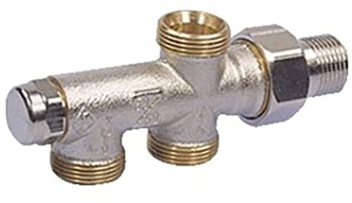 Heimeier Verteiler DUOLUX M24 x 1.5mm m.Absperrung, Rotguss vernickelt 3801-02.000