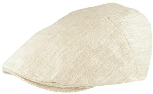 Breiter Herren Schiebermütze, Flatcap, Schirmmütze 100% Leinen, Futter aus 100% Baumwolle, Leicht & Bequem Beige 59