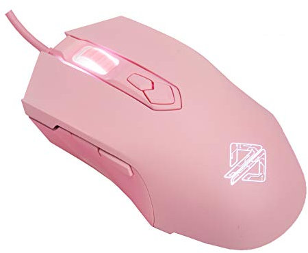 Lomiluskr AJ52 Gaming Mouse Wired, 7 Programmable Buttons, Computer Mice with RGB LED Backlit, 200-4800 DPI Adjustable,for Windows/Mac OS/Linux (Pink)