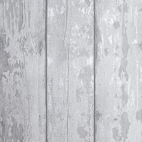 Arthouse | Metallic Washed Wood Grey/Silver Wallpaper | Rustic Washed Wood Effect Wallpaper with Metallic Highlights | Ideal for Kitchens and Hallways | 1005 x 53cm