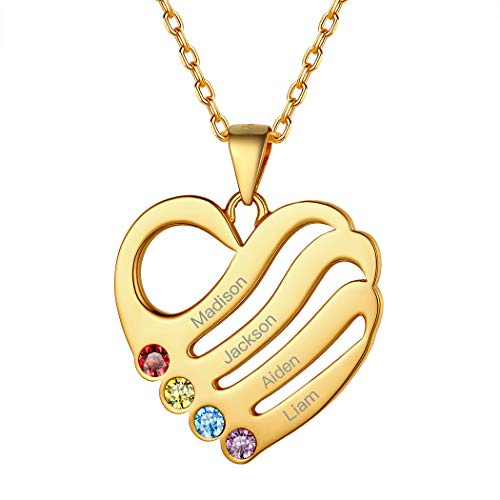 Suplight personalisiert Familienkette 925 Silber/Edelstahl Geburtssteinkette Namenskette Herz/Baum des Lebens Anhänger Halskette mit Gravur Partnerschaft Freundschaft Schmuck mit Geschenkbox