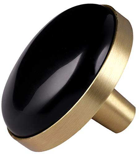 mookaitedecor Rond Naturelle Pierre Obsidienne Noire Boutons de Portes Tiroirs Armoire Meuble,Poignée Placard Bouton Cristal pour Commode Cuisine,Lot de 2