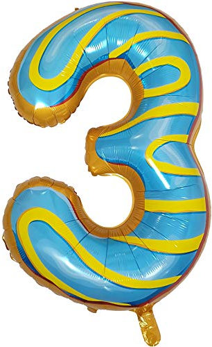 DIWULI Luftballon 3 Geburtstag XL Sweet Donut - Zahl 3
