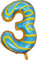DIWULI Luftballon 3 Geburtstag XL Sweet Donut - Zahl 3