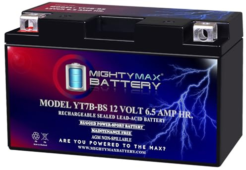 Mighty Max Battery YT7B-BS -12 Volt 6.5 AH, 110 CCA, Rechargeable Maintenance Free SLA AGM Motorcycle Battery (1 Pack)