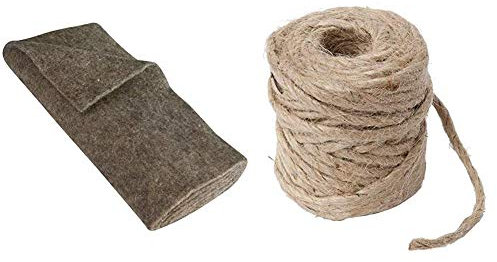 Windhager Schafwoll-Filzmatte, Kälteschutzmatte Filzabdeckung, Frostschutz für Pflanzen, 300 g/m², 2 x 0,38 m, grau & Jute-Schnur Jutegarn Bindegarn Bindeschnur, natur, 4 mm x 50 m, 06158, beige