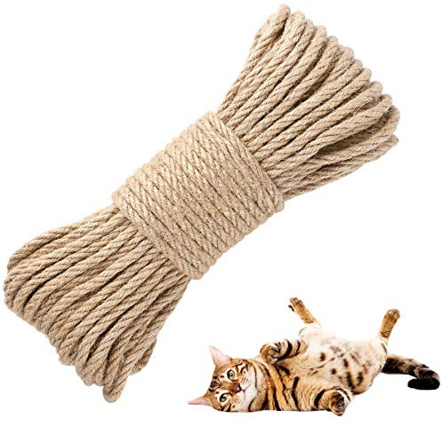 Sisal Rope for Cat Scratcher(29.8 M/ 98 Feet), Hemp Rope Thick Strong Natural Jute Rope for Garden Bundling, Repair/Replacement Cat Post Tree