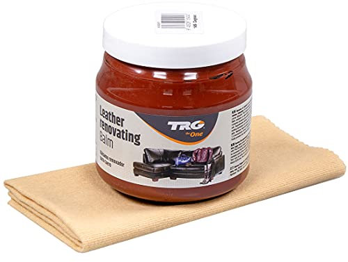 Langlauf Schuhbedarf Lederpflege Set - TRG Lederbalsam für Ledermöbel, Autoleder und Lederbekleidung - fusselfreies Poliertuch - Ledercouch Pflegemittel - Glattleder Pflege (Cognac)