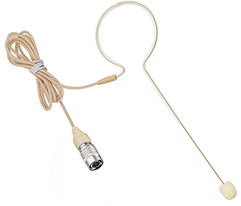 XGWTH Headset Microphone Single Ear Earset Headworn Over Ear Hanging Condenser Omnidirectional Mic Compatible with Audio-Technica Wireless System Bodypack Transmitter with 1.2m Cable Hirose 4 Pin Plug