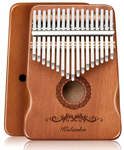 Kalimba Thumb Piano 17 Keys, Finger Piano Musical Instruments, Mbira Music Kids Gifts Adult Beginners Hand Pianos Brown