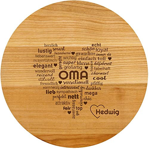 Sterngraf Pizzabrett 30cm mit Gravur (Namen) personalisierter Holz Pizza-Teller - Geschenke für Oma, Geschenkidee zum Geburtstag für Großmütter, Herz Motiv P22