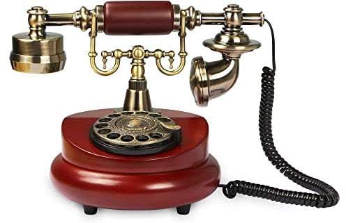 CERRXIAN Telefono rotativo antico, retro telefono fisso, stile vintage europeo, telefono fisso, decorazione per casa e ufficio (colore rosso - 201AS)
