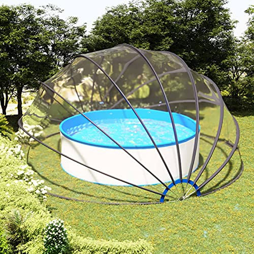 Tidyard Pooldach mit Glasfaserkonstruktion Poolschutz Poolkuppel PVC-Poolabdeckung Poolzelt Schwimmbecken Schwimmbadabdeckung Poolüberdachung für Schwimmbäder Transparent 550x275 cm