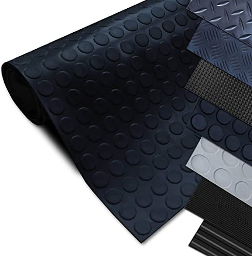 NOVA FORMA Tapis de Protection en Caoutchouc Dot – Tapis Protecteur de Sol antidérapant – Revêtement de Sol 100% Caoutchouc NR/SBR – 150 x 450 cm, épaisseur 3 mm, Effet Gros Pois, Noir