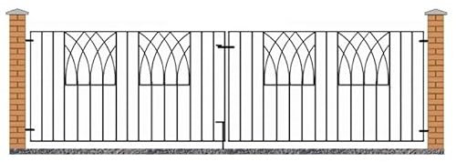 Abbey Modern Double Driveway Gate - Solid Steel - Fits Gap of 3095 mm x 812 mm High - Electro Galvanised/Black Powder Coated