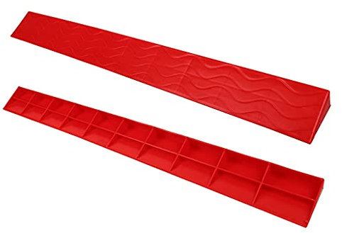 CAZARU Bordsteinrampe aus Kunststoff für den Haushalt, rutschfeste Stufen, 1–6 cm Anstiegsschwellenrampe für Auto, Fahrrad, Reinigungsroboter, Mäher, Wagen, Garage, Lager/Rot/100 x 8 x 2,5 cm