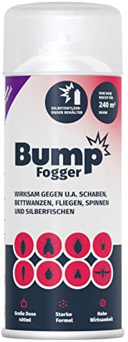BUMP Fogger Ungeziefer Vernebler 400ml - Effektiv gegen Flöhe und andere Insekten - Flohbomben für die Wohnung - Reichweite bis zu 240m3