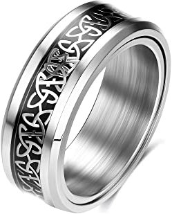 Dochais Schmuck 8mm Herren Ring Edelstahl Anxiety Ring Fingerring Freundschaftsringe Partnerringe Spinnerring Punk Ring Hip pop Ring für Geburtstag Valentinstag (Silver, 62)