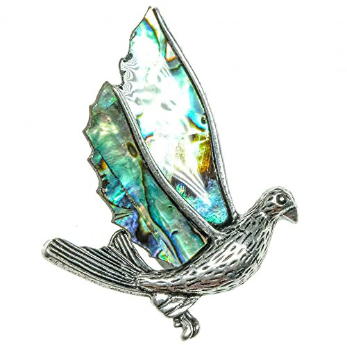 Naturosphère - Bijoux naturels C14 - Broche Colombe avec Nacre Abalone