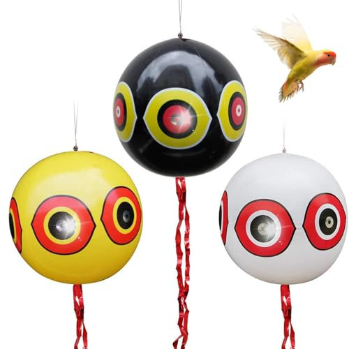 Norhogo Lot de 3 Ballon Anti-Oiseaux avec Yeux, Ballons répulsifs Anti-Oiseaux, effaroucheur d'oiseaux, répulsif pour Pigeons, dissuasif pour Pigeons avec Corde, 3 Couleurs