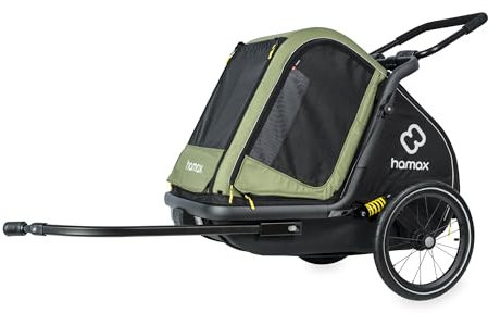 HAMAX Pluto Hundeanhänger - Grün - Mittel - Ideal für E-Bike-Einsatz