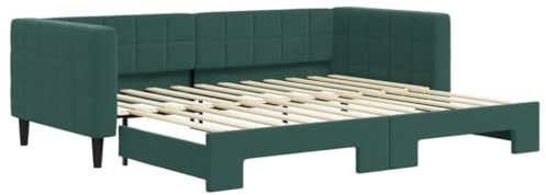 vidaXL Tagesbett Ausziehbar Dunkelgrün 90x200 cm Samt