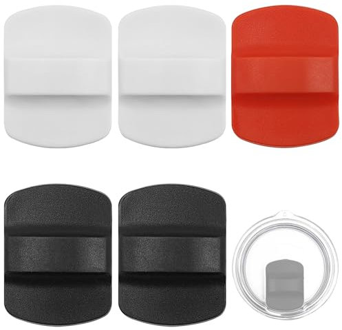 AYWFEY 5Pcs Magnetic Slider Replacement, No Spil Lids Covers Top Magnetics Sliders for Tumbler Cup Magnetic Lids Compatible with YETI 10oz, 14oz, 16oz, 20oz, 26oz, 30oz (White+ Black + Red)